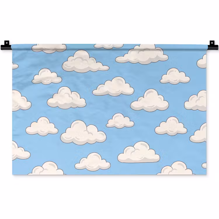 Wandkleed - Wolk - Cartoon - Lucht - Blauw - Wit — 1