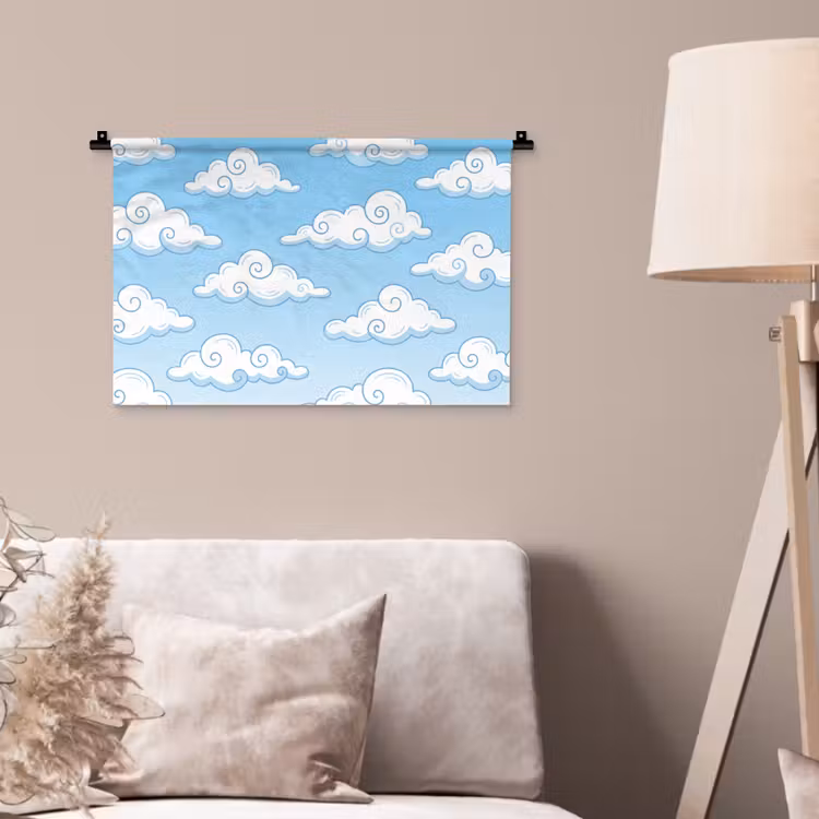 Wandkleed - Wolk - Lucht - Cartoon - Blauw - Wit — 2