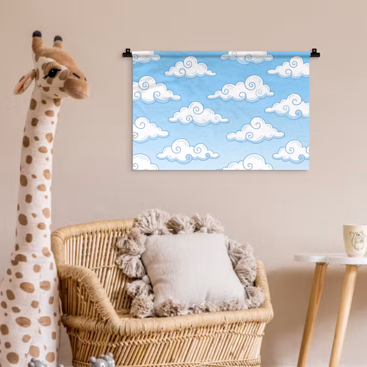 Wandkleed - Wolk - Lucht - Cartoon - Blauw - Wit — 5