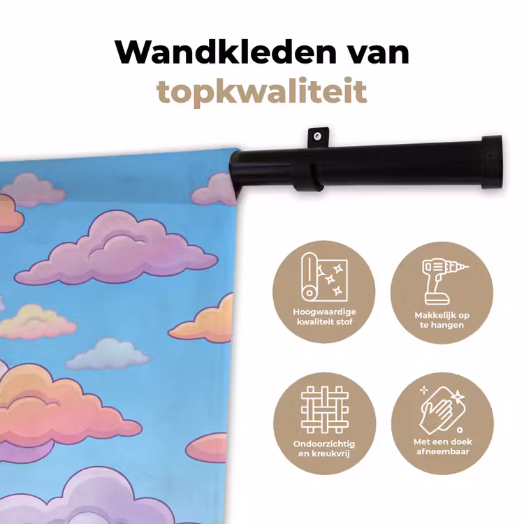 Wandkleed - Wolk - Lucht - Natuur - Illustratie - Pastel — 3