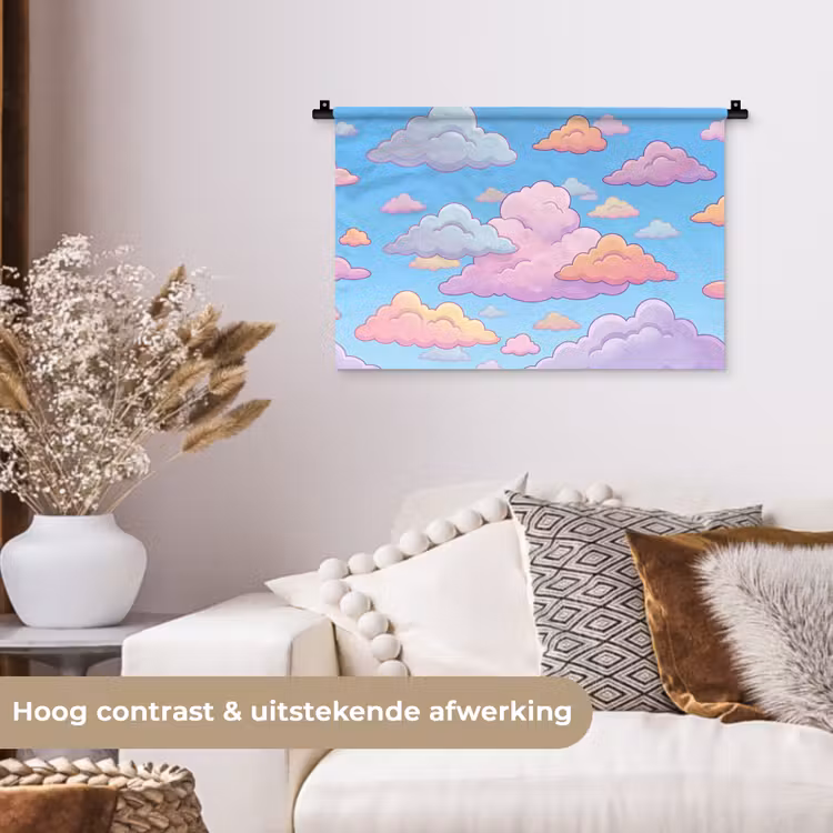 Wandkleed - Wolk - Lucht - Natuur - Illustratie - Pastel — 4