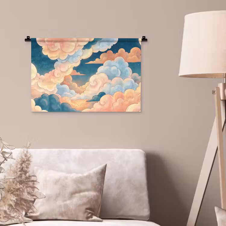 Wandkleed - Wolk - Lucht - Natuur - Illustratief - Oranje — 2