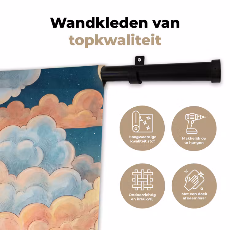 Wandkleed - Wolk - Lucht - Natuur - Illustratief - Oranje — 3