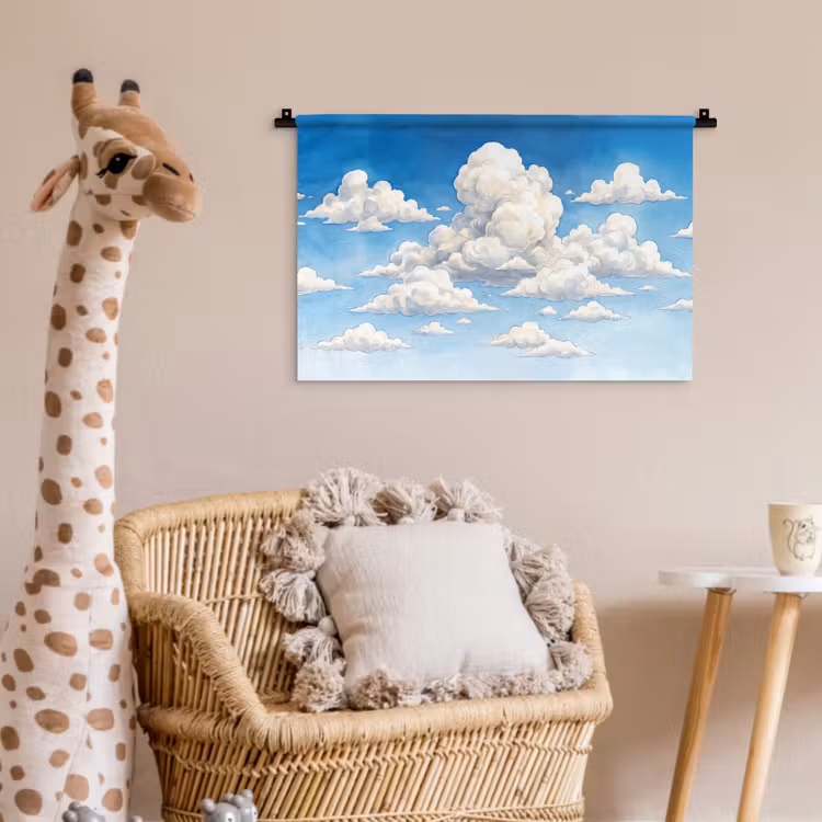 Wandkleed - Wolken - Blauwe lucht - Natuur - Modern - Wit — 5