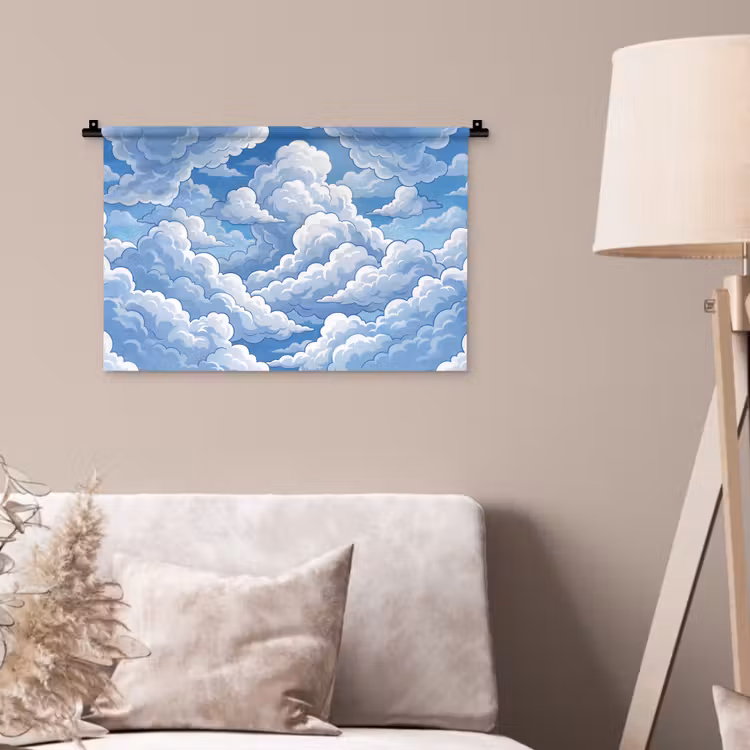Wandkleed - Wolken - Hemel - Abstract - Wit — 2