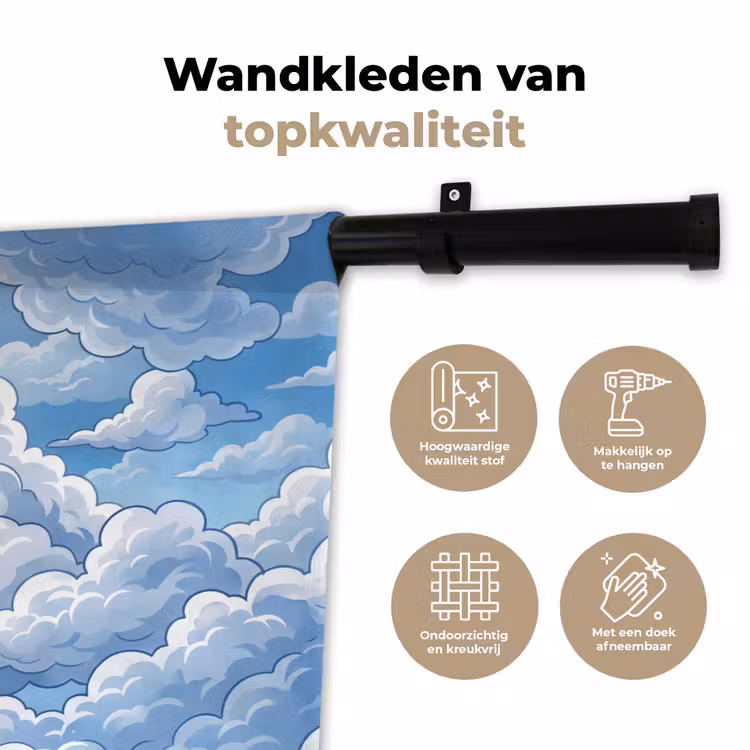 Wandkleed - Wolken - Hemel - Abstract - Wit — 3