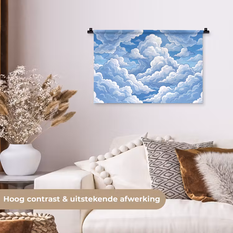 Wandkleed - Wolken - Hemel - Abstract - Wit — 4