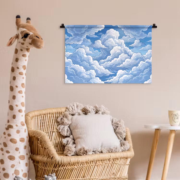 Wandkleed - Wolken - Hemel - Abstract - Wit — 5