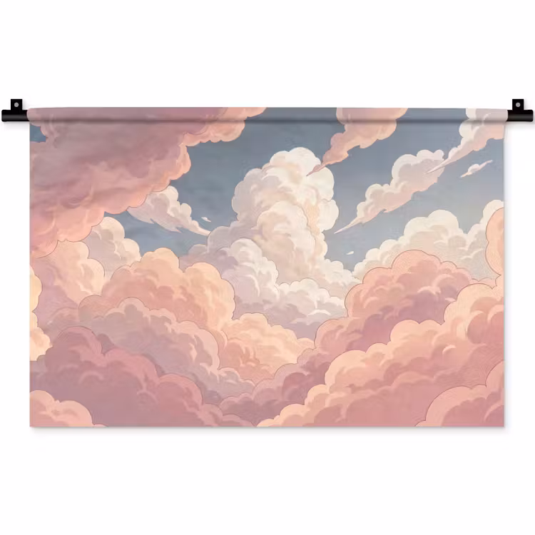 Wandkleed - Wolken - Lucht - Natuur - Pastel - Roze — 1