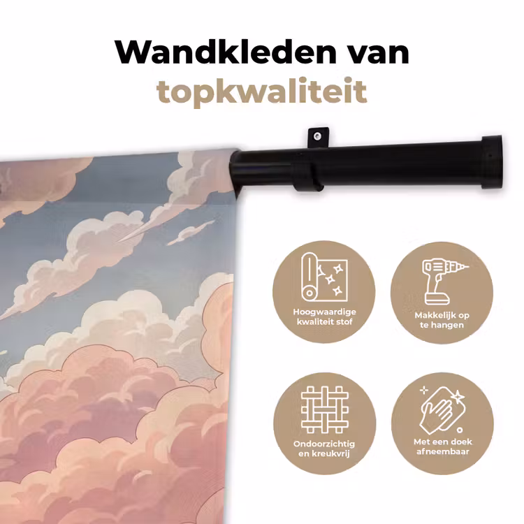 Wandkleed - Wolken - Lucht - Natuur - Pastel - Roze — 3