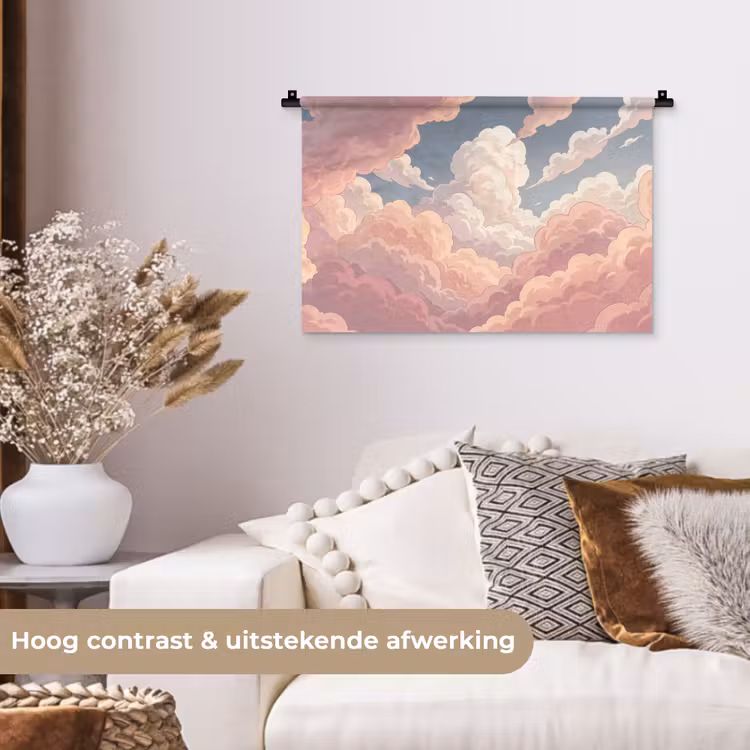 Wandkleed - Wolken - Lucht - Natuur - Pastel - Roze — 4