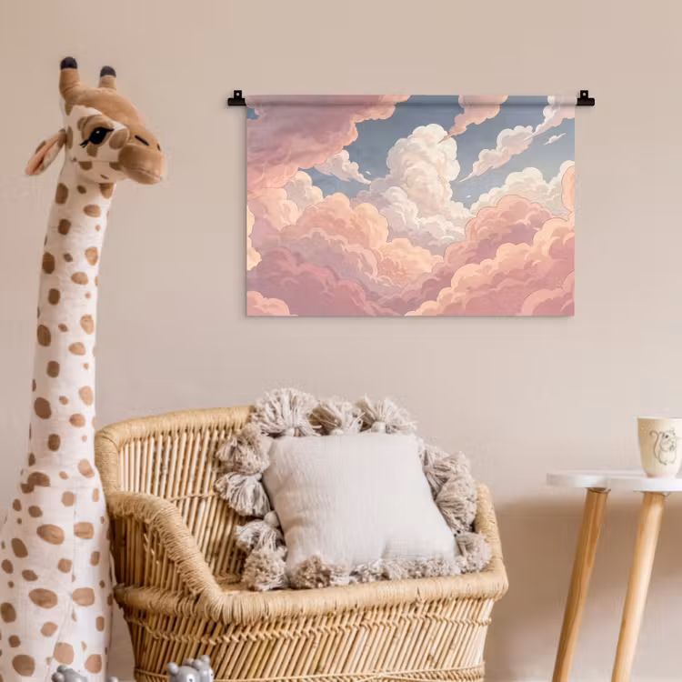 Wandkleed - Wolken - Lucht - Natuur - Pastel - Roze — 5