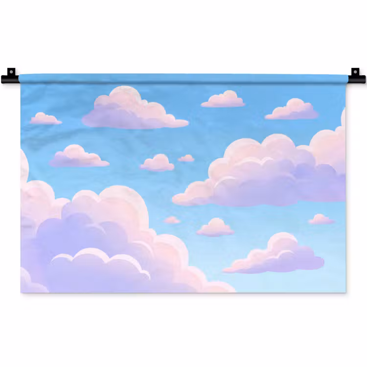 Wandkleed - Wolken - Roze - Blauw - Natuur - Modern — 1