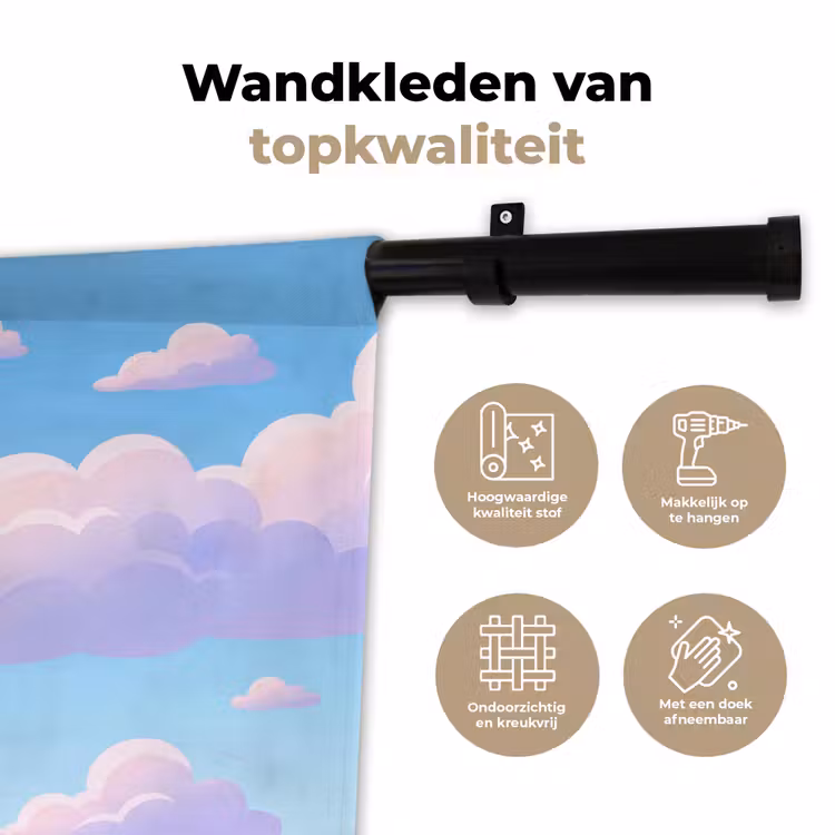 Wandkleed - Wolken - Roze - Blauw - Natuur - Modern — 3