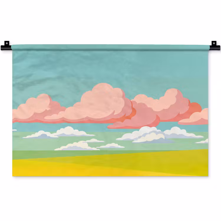 Wandkleed - Wolken - Roze - Natuur - Modern - Pastel — 1