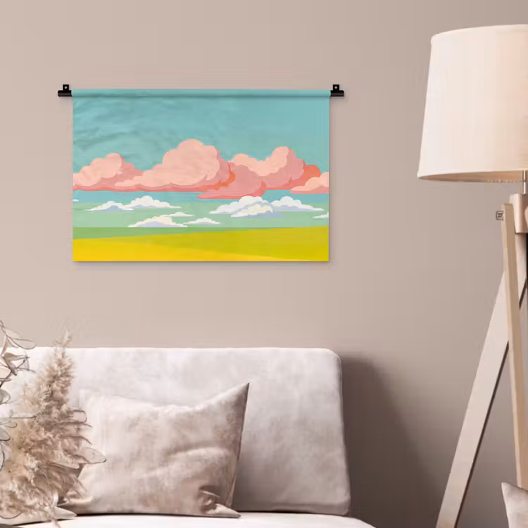 Wandkleed - Wolken - Roze - Natuur - Modern - Pastel — 2