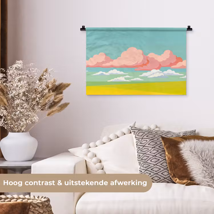 Wandkleed - Wolken - Roze - Natuur - Modern - Pastel — 4