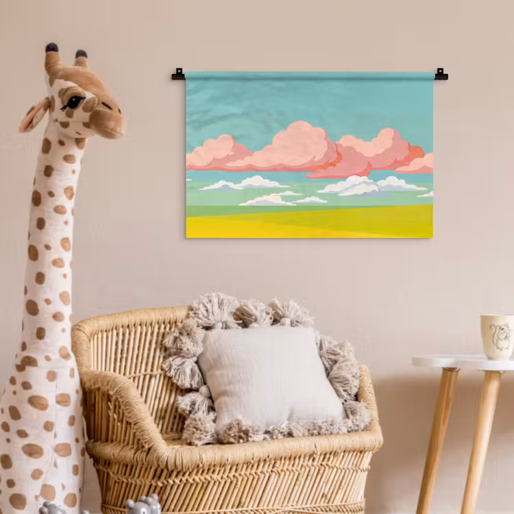 Wandkleed - Wolken - Roze - Natuur - Modern - Pastel — 5