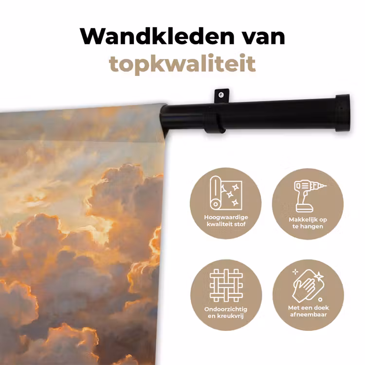 Wandkleed - Wolken - Zonsondergang - Natuur - Abstract - Goud — 3