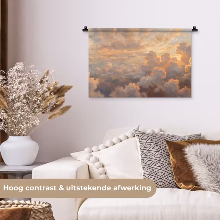 Wandkleed - Wolken - Zonsondergang - Natuur - Abstract - Goud — 4