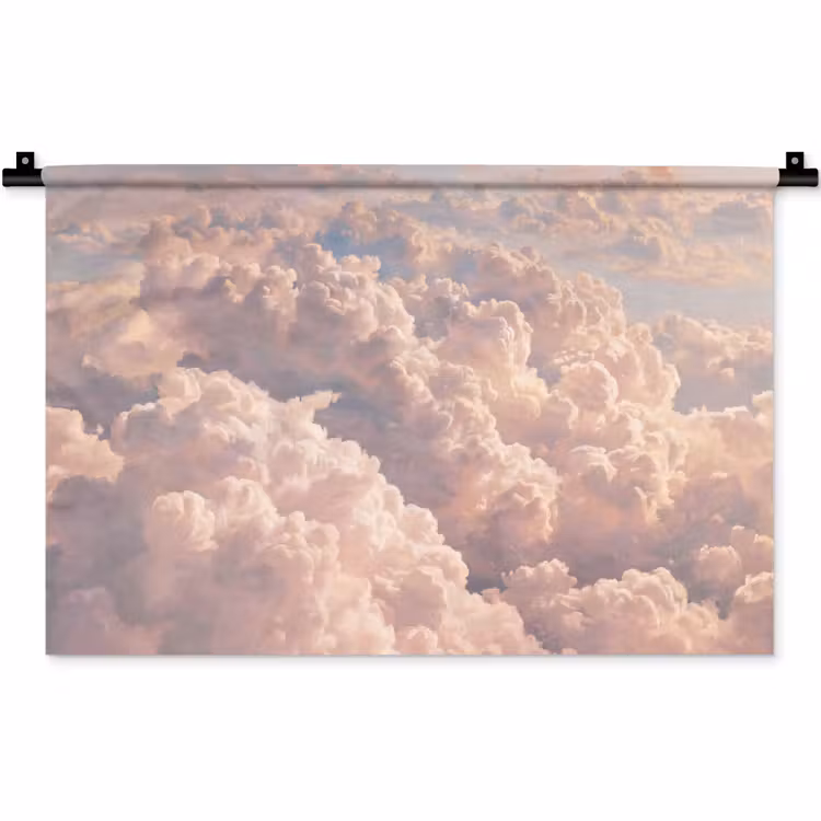 Wandkleed - Wolken - Zonsondergang - Natuur - Pastel - Roze — 1
