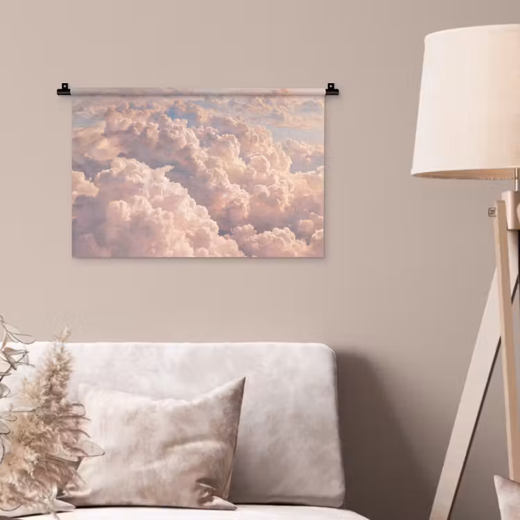 Wandkleed - Wolken - Zonsondergang - Natuur - Pastel - Roze — 2