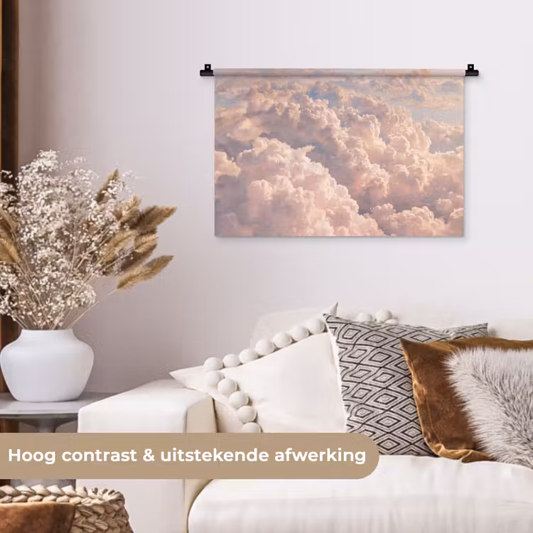Wandkleed - Wolken - Zonsondergang - Natuur - Pastel - Roze — 4