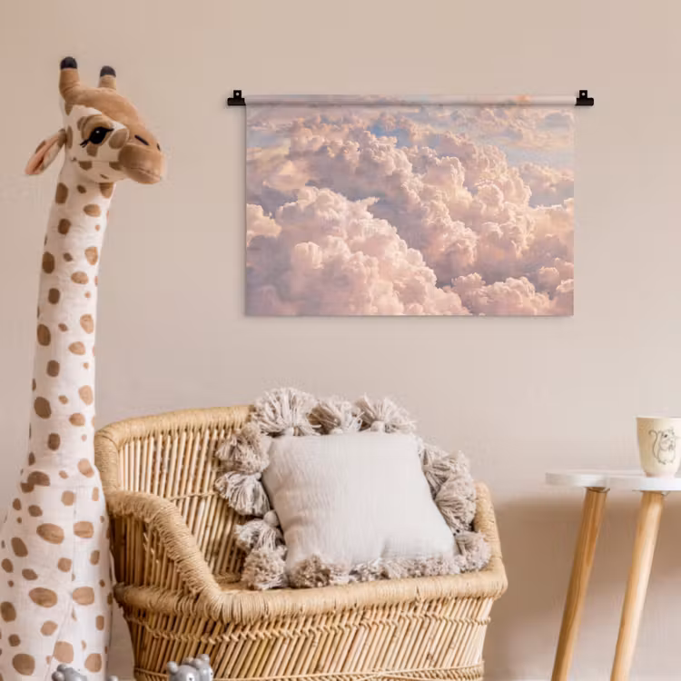 Wandkleed - Wolken - Zonsondergang - Natuur - Pastel - Roze — 5