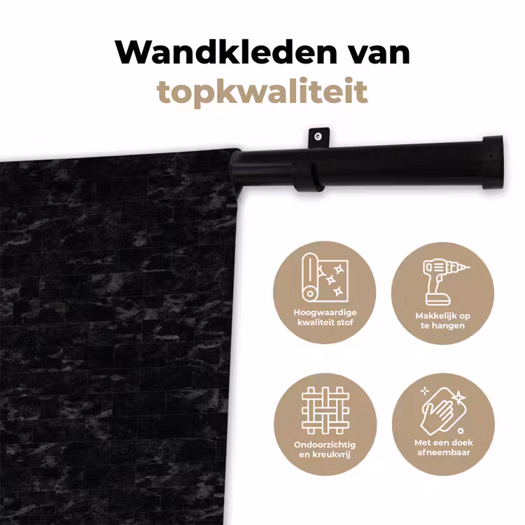 Wandkleed - Tegels - Patroon - Marmer - Zwart — 3