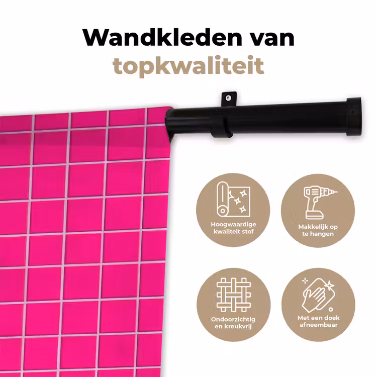 Wandkleed - Tegels - Vierkant - Fuchsia — 3