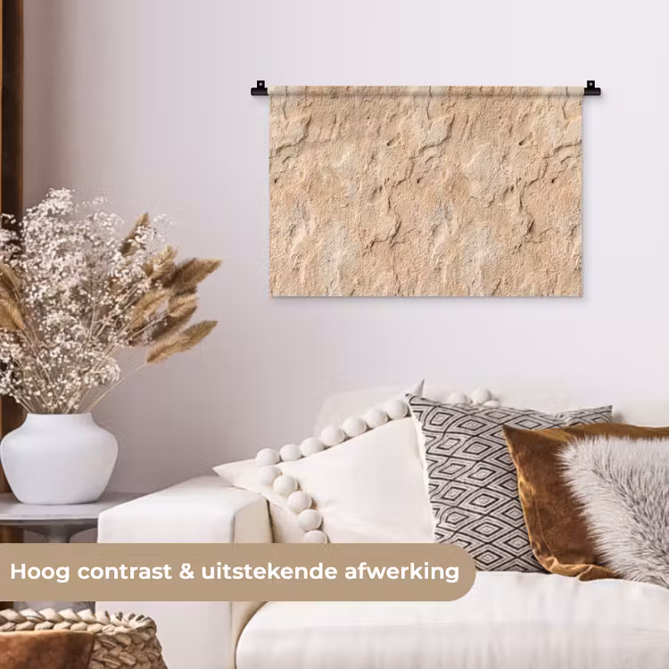 Wandkleed - Textuur - Steen - Natuur - Beige — 4