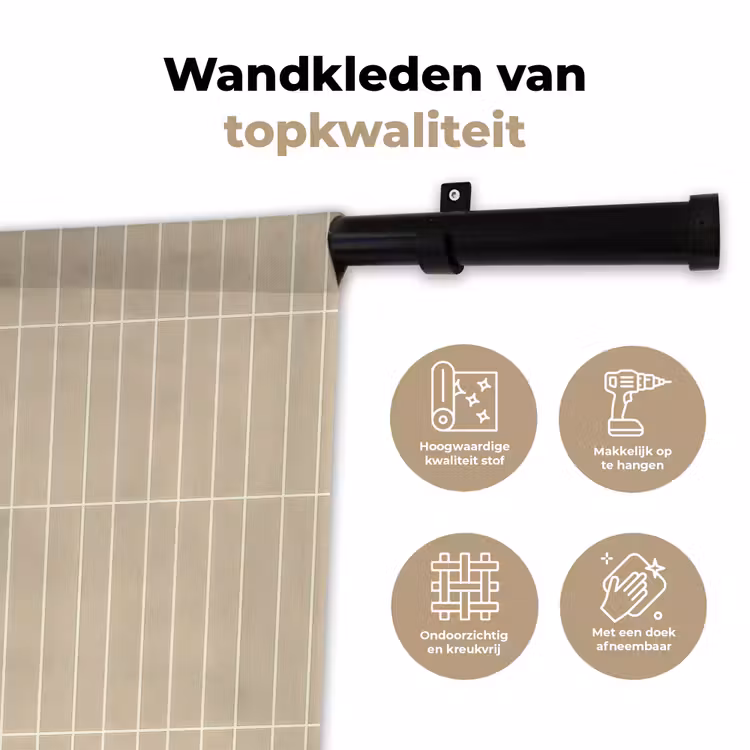 Wandkleed - Verticaal - Wandtegel - Crème - Beige — 3