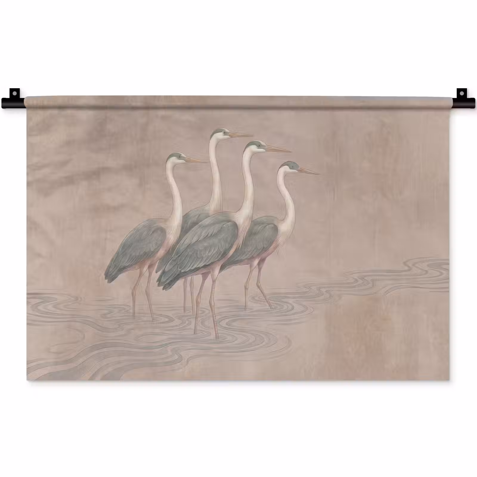 Wandkleed - Vogel - Water - Natuur - Vintage — 1