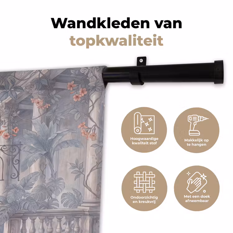 Wandkleed - Vogel - Pauw - Architectuur - Klassiek - Groen — 3