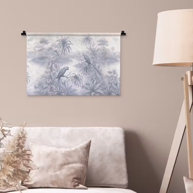 Wandkleed - Vogel - Rivier - Tropisch - Illustratie - Blauw — 2