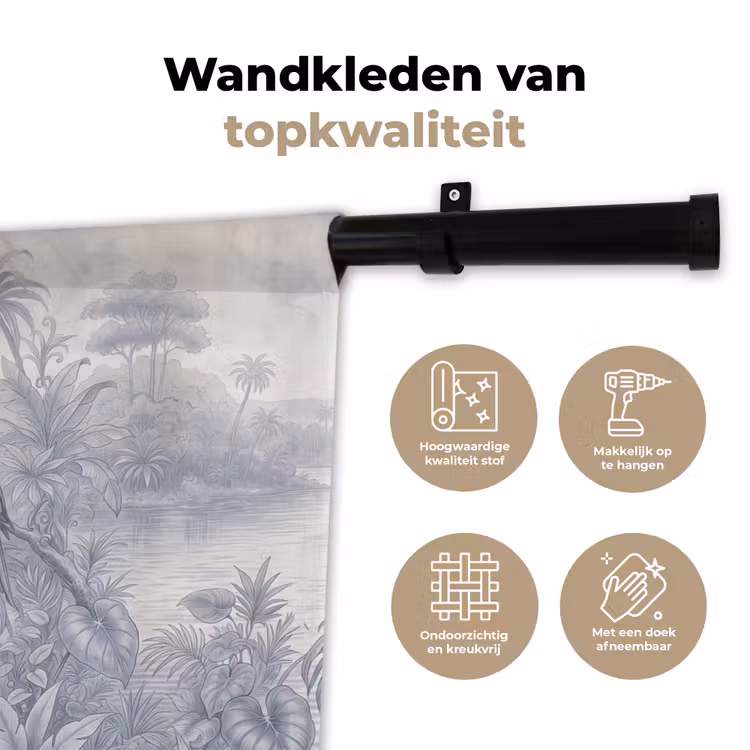 Wandkleed - Vogel - Rivier - Tropisch - Illustratie - Blauw — 3