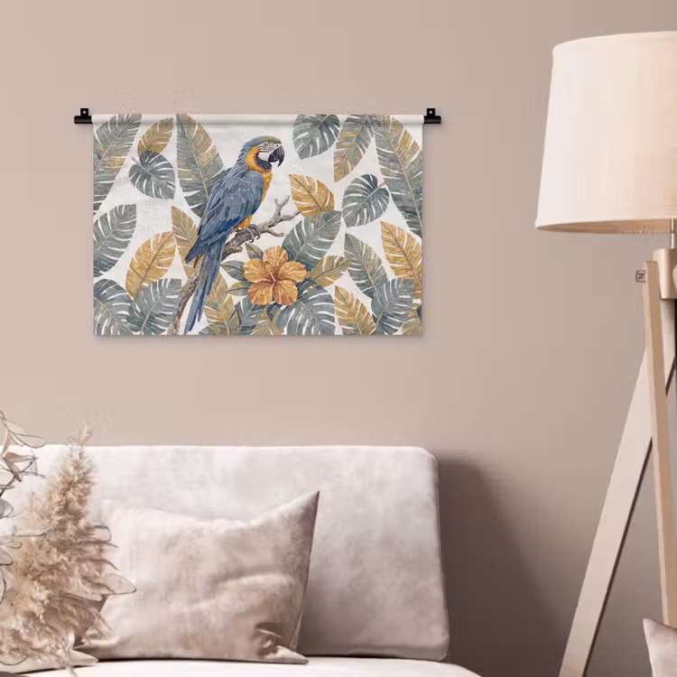 Wandkleed - Vogel - Tak - Natuur - Mozaïek - Blauw — 2