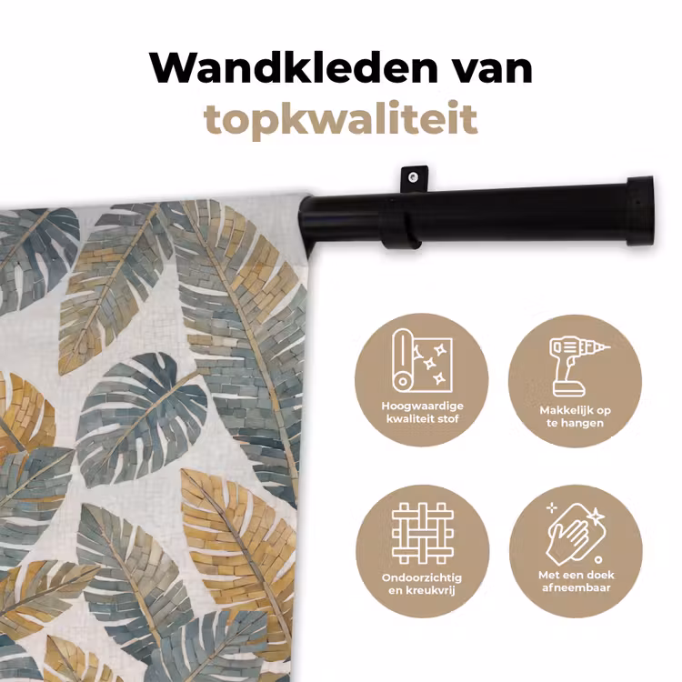 Wandkleed - Vogel - Tak - Natuur - Mozaïek - Blauw — 3