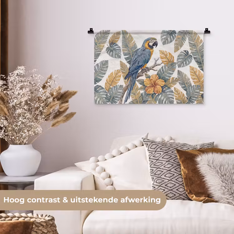Wandkleed - Vogel - Tak - Natuur - Mozaïek - Blauw — 4