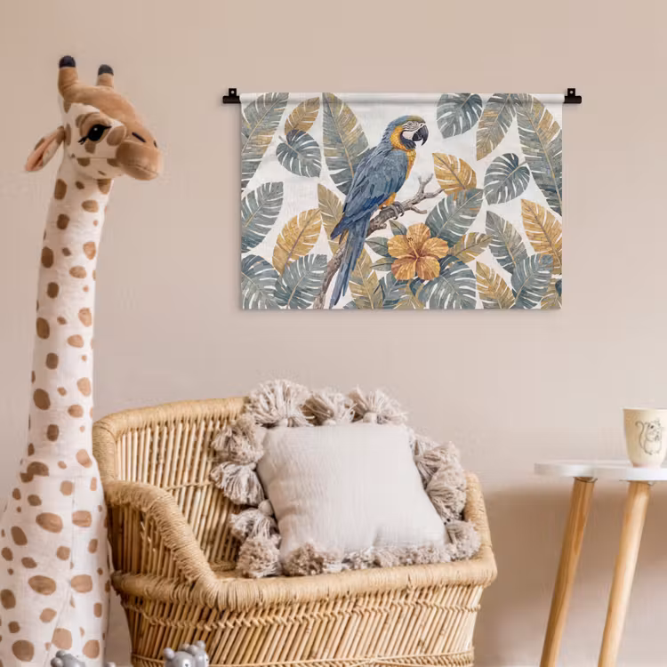 Wandkleed - Vogel - Tak - Natuur - Mozaïek - Blauw — 5