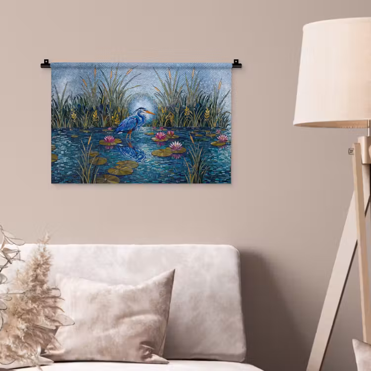 Wandkleed - Vogel - Water - Natuur - Abstract - Blauw — 2