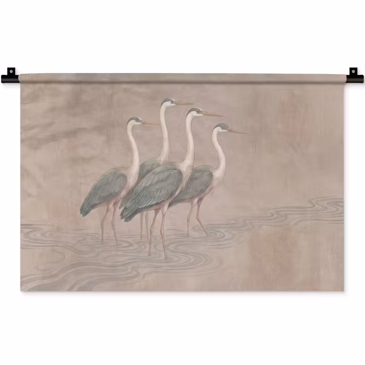Wandkleed - Vogel - Water - Natuur - Vintage — 1