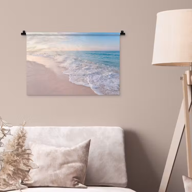 Wandkleed - Zee - Golven - Strand - Natuur - Wit — 2