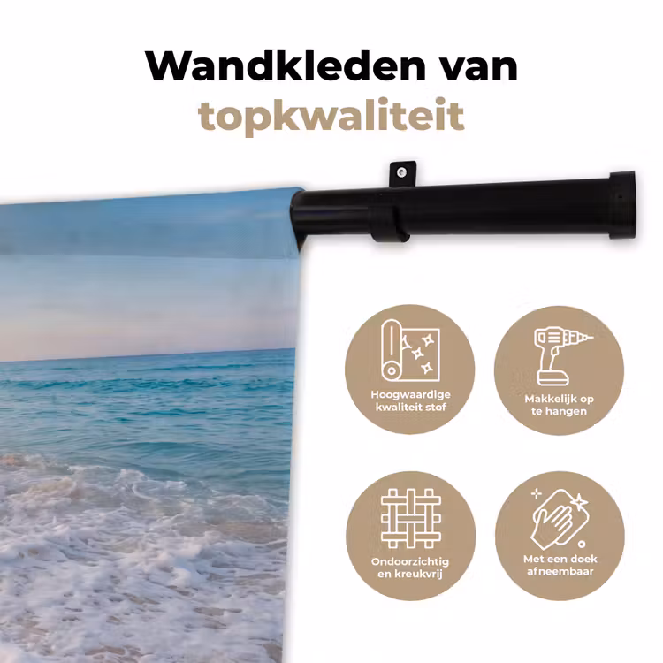 Wandkleed - Zee - Golven - Strand - Natuur - Wit — 3