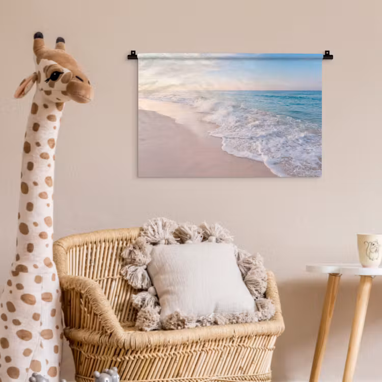 Wandkleed - Zee - Golven - Strand - Natuur - Wit — 5