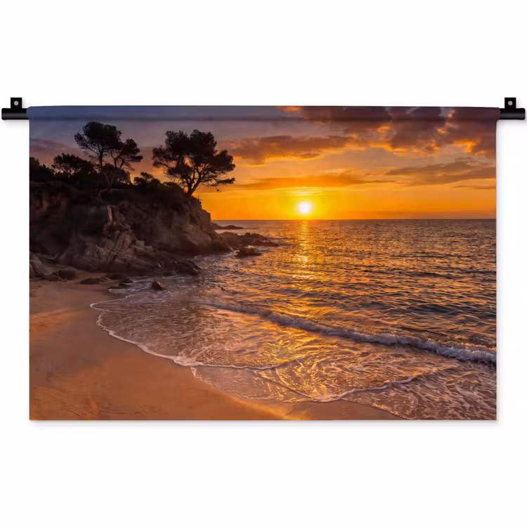 Wandkleed - Zee - Kust - Zonsondergang - Natuur - Oranje — 1