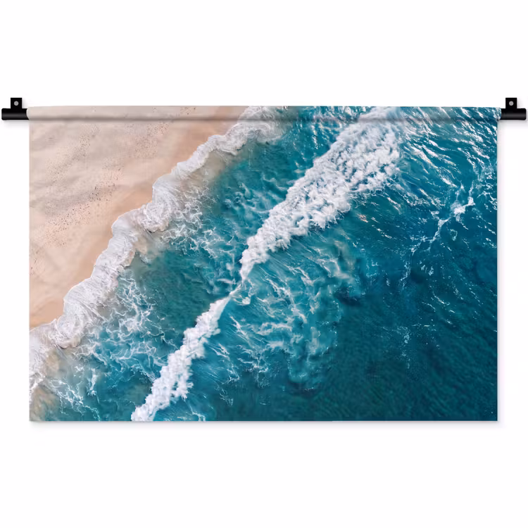 Wandkleed - Zee - Strand - Golven - Natuur - Blauw — 1