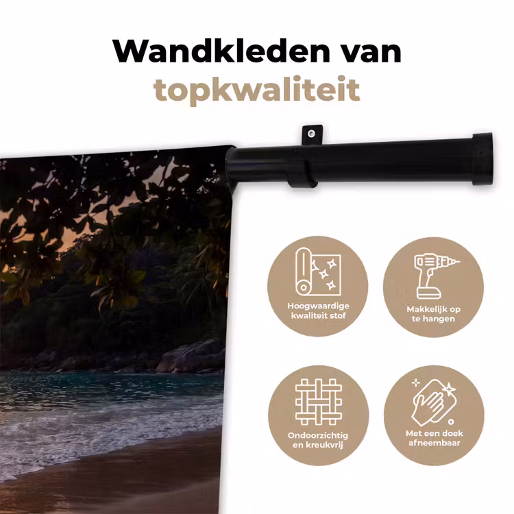 Wandkleed - Zee - Zonsondergang - Boot - Natuur - Oranje — 3