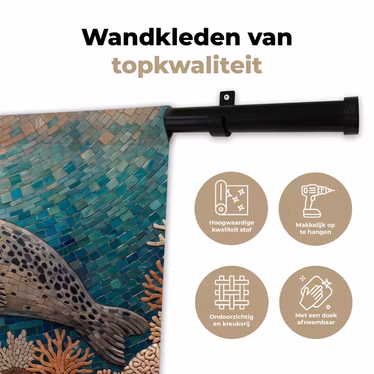 Wandkleed - Zeehond - Mozaïek - Onderwater - Dieren - Blauw — 3