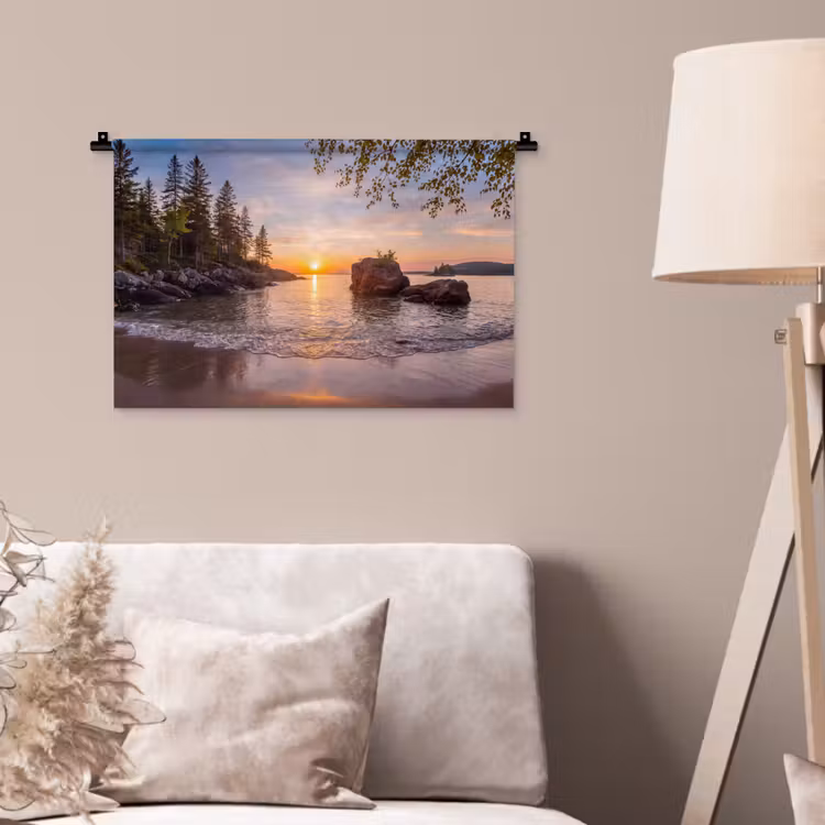 Wandkleed - Zonsondergang - Kust - Water - Natuur - Oranje — 2
